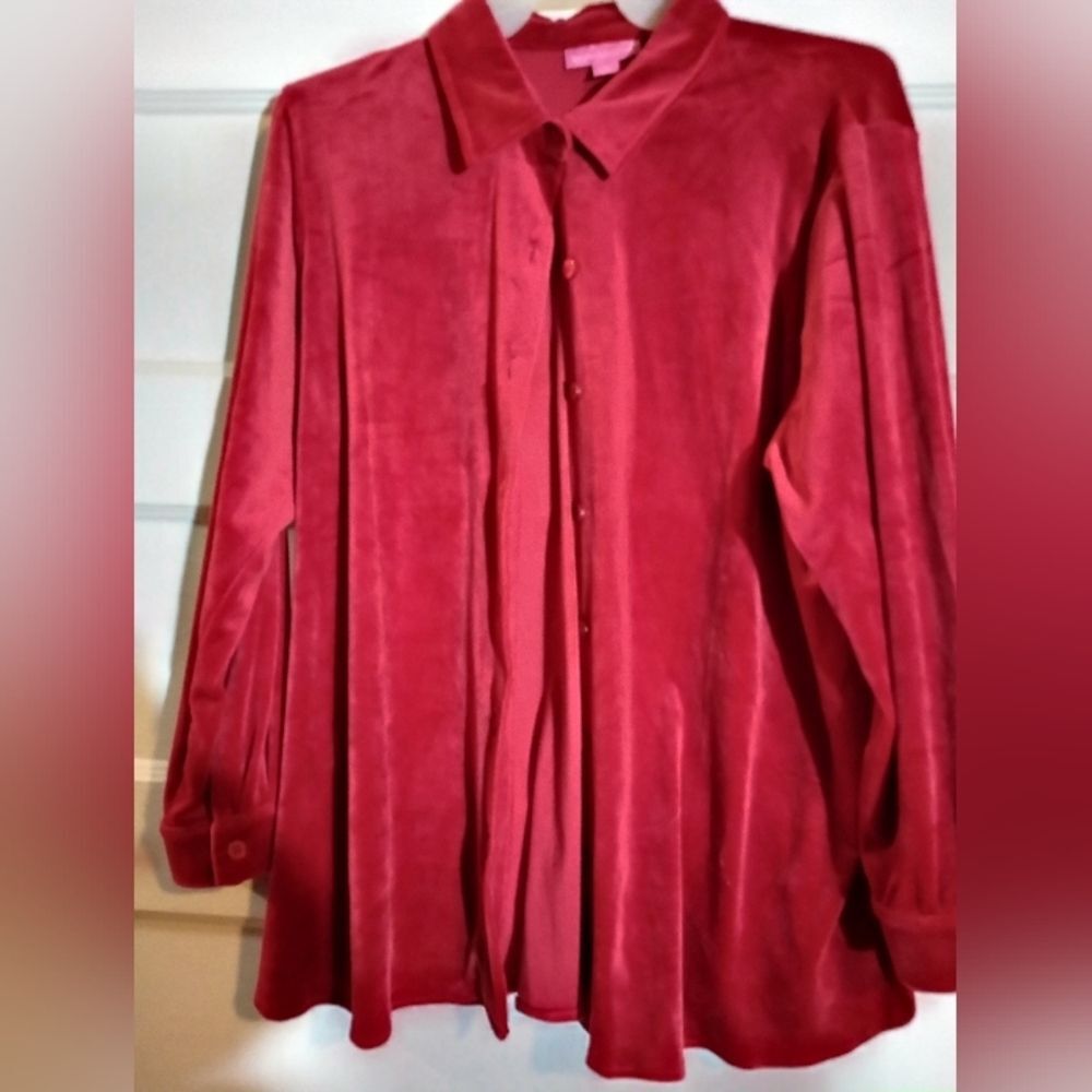 Woman within 1X women's long sleeve button down shirt